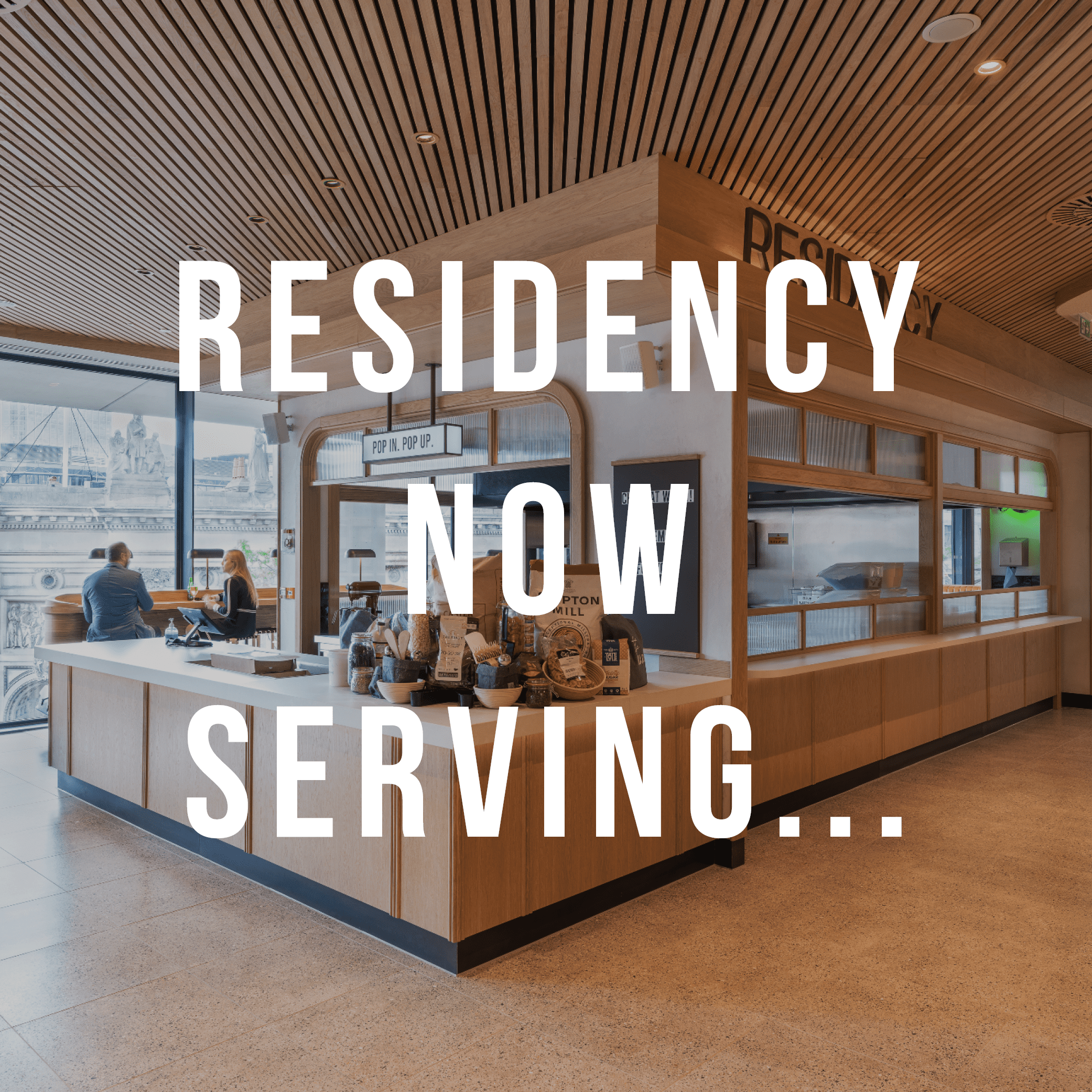 image of residency counter with text saying "residency now serving..."